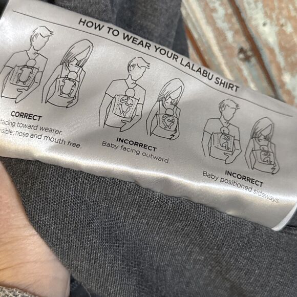 Lalabu Men's Large Dad Shirt Gray Short Sleeve Stretch Babywearing Carrier Top - Picture 6 of 8